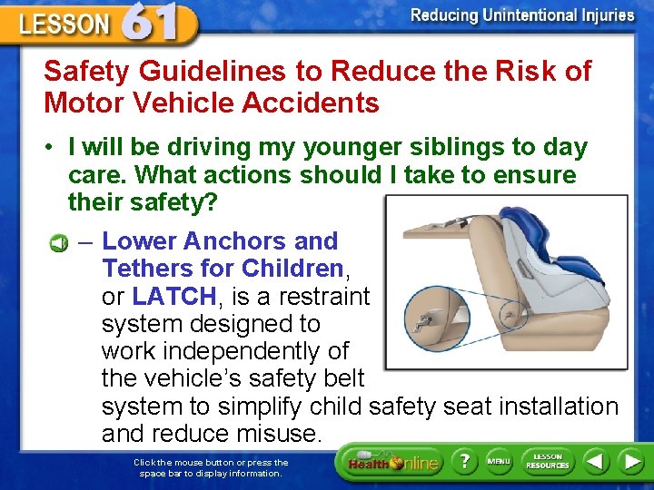 Safety Guidelines to Reduce the Risk of Motor Vehicle Accidents • I will be
