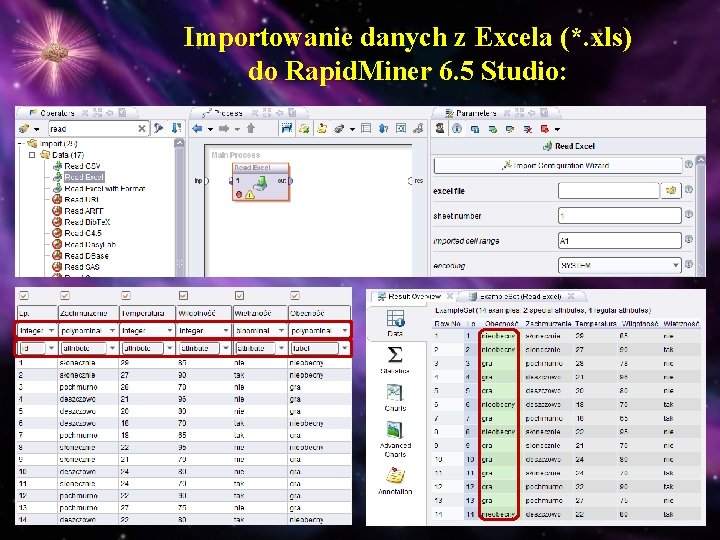 Importowanie danych z Excela (*. xls) do Rapid. Miner 6. 5 Studio: 