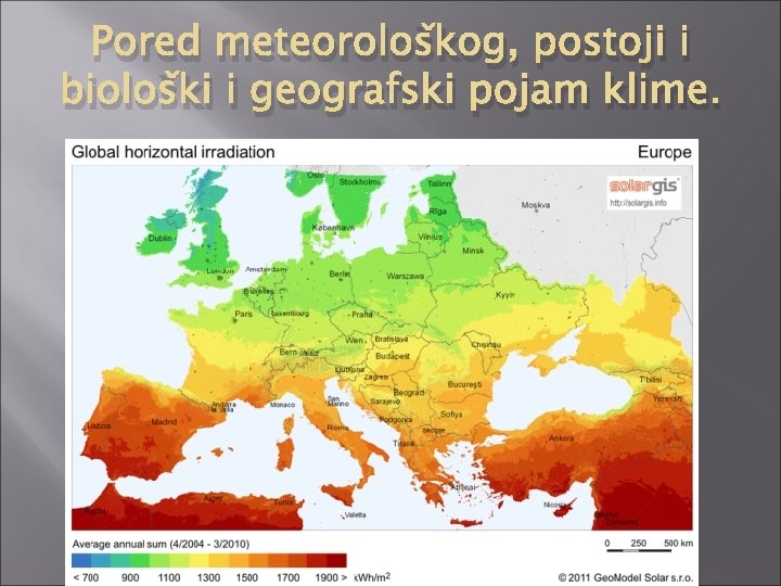 Pored meteorološkog, postoji i biološki i geografski pojam klime. 