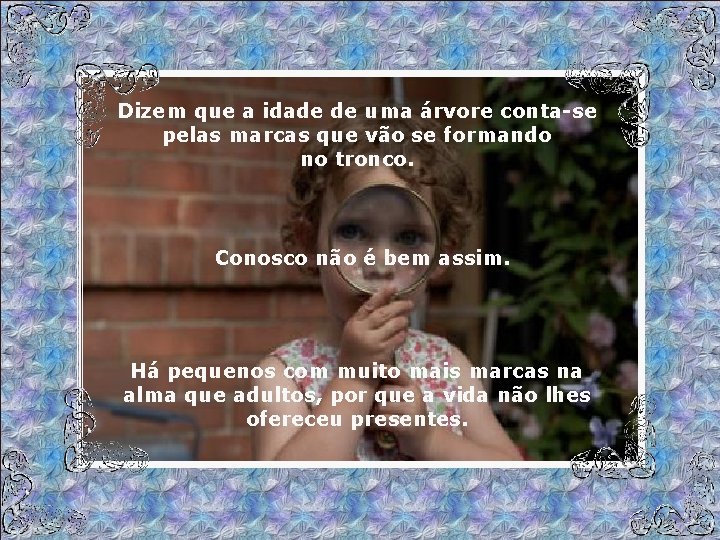 Dizem que a idade de uma árvore conta-se pelas marcas que vão se formando