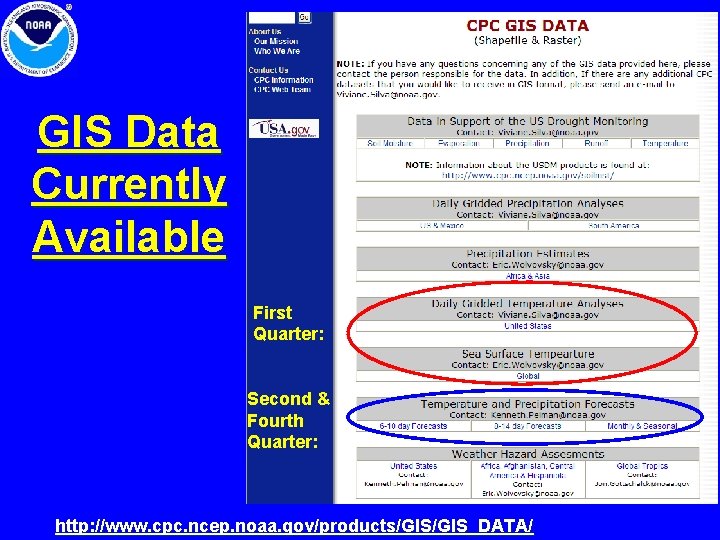 GIS Data Currently Available First Quarter: Second & Fourth Quarter: http: //www. cpc. ncep. GIS Data Currently Available First Quarter: Second & Fourth Quarter: http: //www. cpc. ncep.