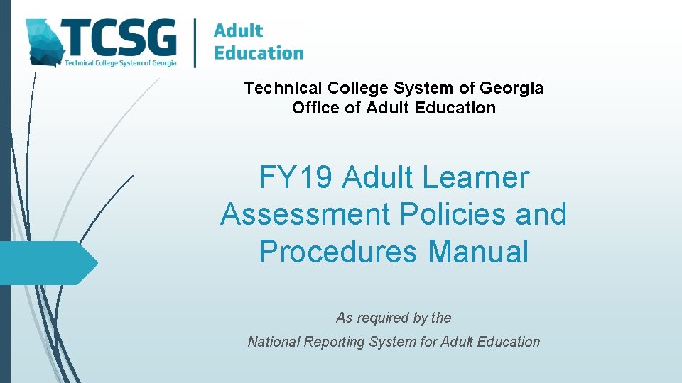 Technical College System of Georgia Office of Adult Education FY 19 Adult Learner Assessment