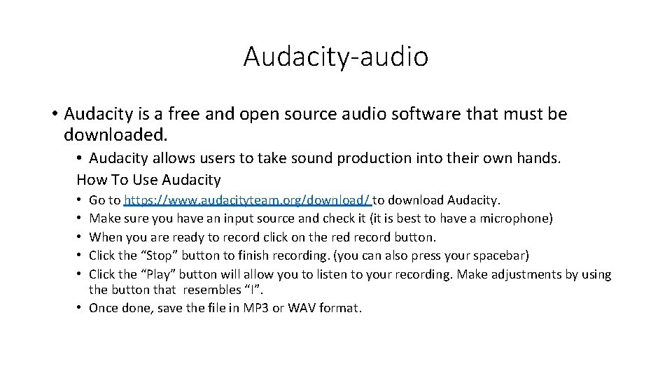 Audacity-audio • Audacity is a free and open source audio software that must be