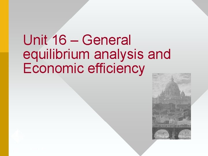 Unit 16 – General equilibrium analysis and Economic efficiency 