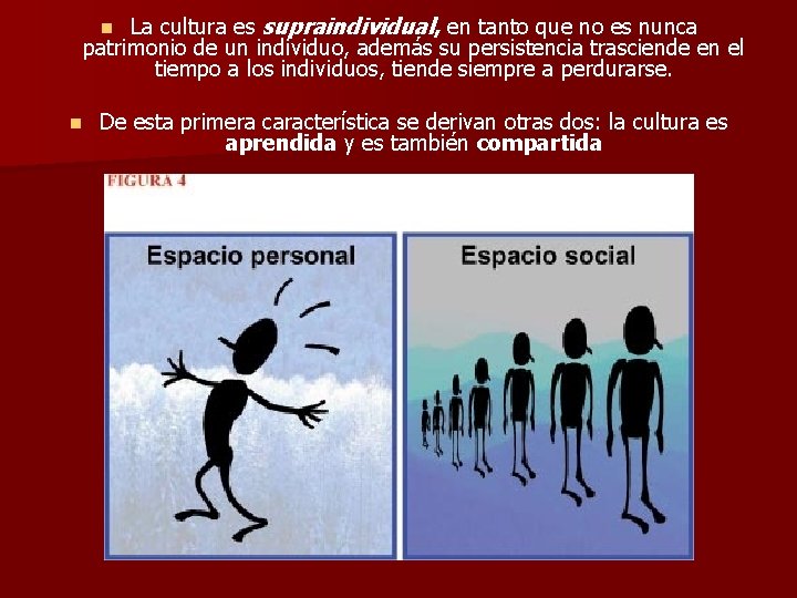 La cultura es supraindividual, en tanto que no es nunca patrimonio de un individuo, La cultura es supraindividual, en tanto que no es nunca patrimonio de un individuo,