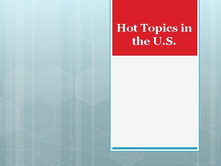 Hot Topics in the U. S. 