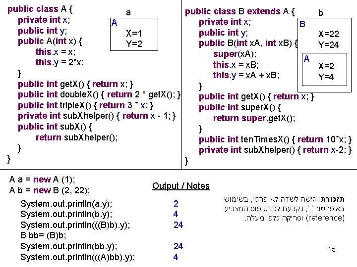 public class A { public class B extends A { a b private int public class A { public class B extends A { a b private int
