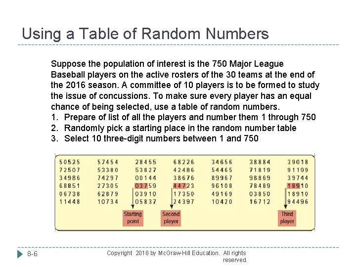 Using a Table of Random Numbers Suppose the population of interest is the 750