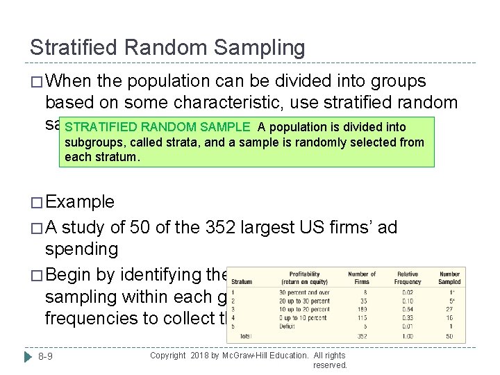 Stratified Random Sampling � When the population can be divided into groups based on