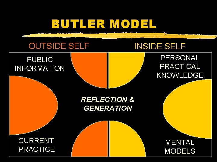 BUTLER MODEL OUTSIDE SELF INSIDE SELF PERSONAL PRACTICAL KNOWLEDGE PUBLIC INFORMATION REFLECTION & GENERATION