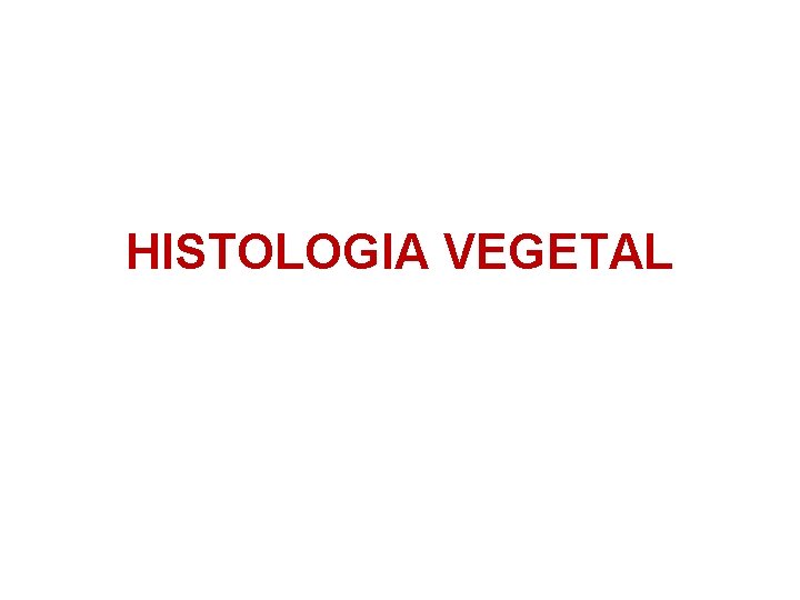 HISTOLOGIA VEGETAL HISTOLOGIA VEGETAL