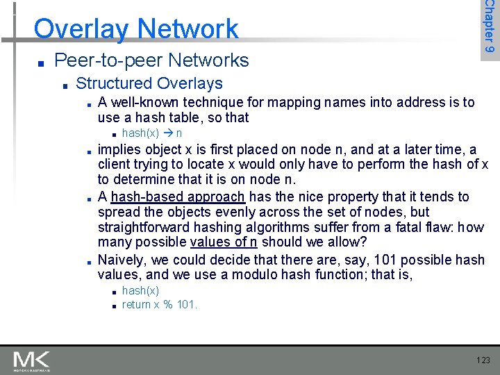 ■ Peer-to-peer Networks ■ Chapter 9 Overlay Network Structured Overlays ■ A well-known technique