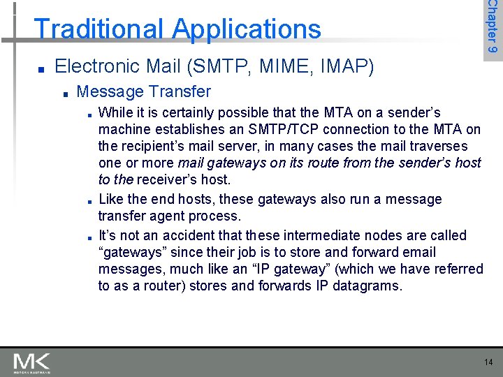 ■ Chapter 9 Traditional Applications Electronic Mail (SMTP, MIME, IMAP) ■ Message Transfer ■