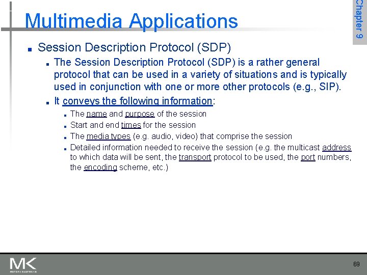 ■ Chapter 9 Multimedia Applications Session Description Protocol (SDP) ■ ■ The Session Description