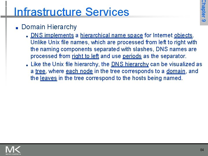 ■ Chapter 9 Infrastructure Services Domain Hierarchy ■ ■ DNS implements a hierarchical name