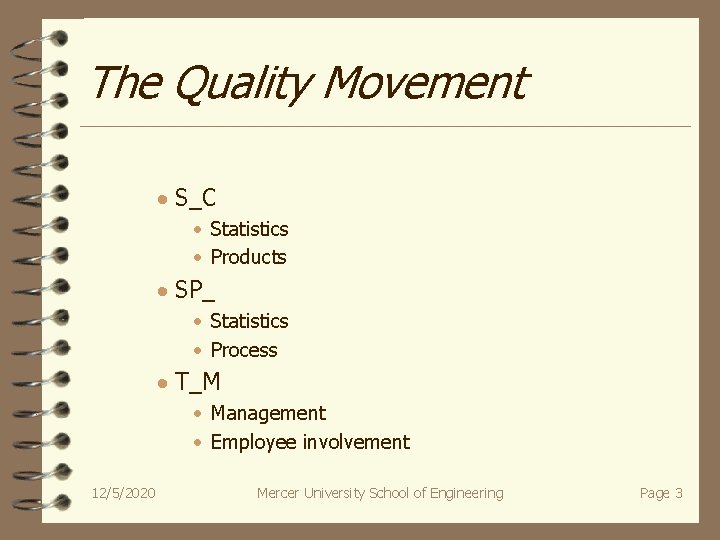 The Quality Movement · S_C · Statistics · Products · SP_ · Statistics ·