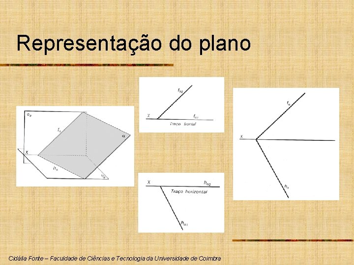 Representação do plano Cidália Fonte – Faculdade de Ciências e Tecnologia da Universidade de