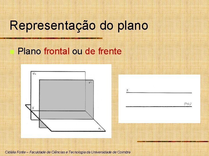 Representação do plano n Plano frontal ou de frente Cidália Fonte – Faculdade de