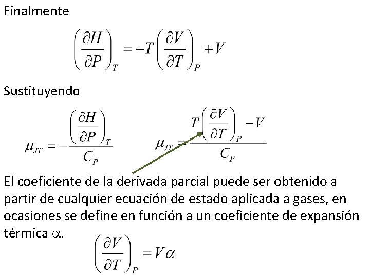 Finalmente Sustituyendo El coeficiente de la derivada parcial puede ser obtenido a partir de Finalmente Sustituyendo El coeficiente de la derivada parcial puede ser obtenido a partir de