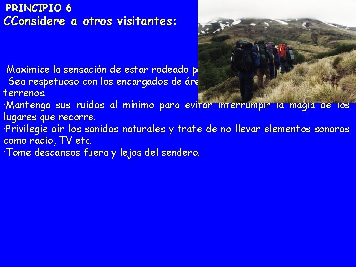 PRINCIPIO 6 CConsidere a otros visitantes: Maximice la sensación de estar rodeado por la