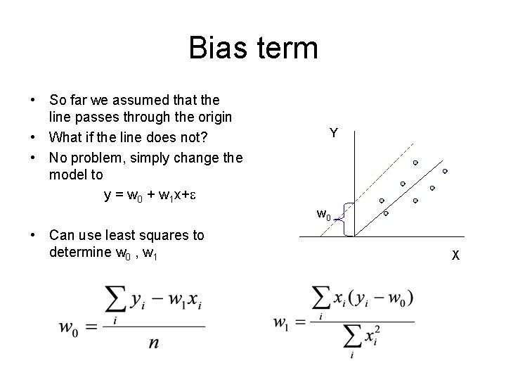 Bias term • So far we assumed that the line passes through the origin