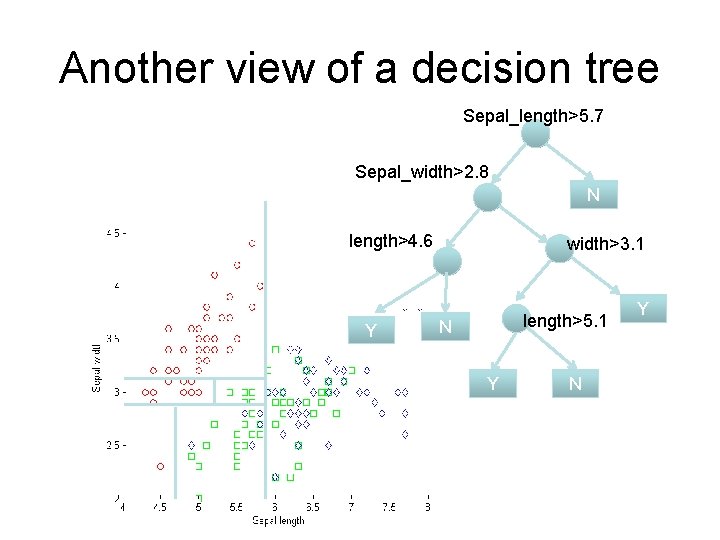 Another view of a decision tree Sepal_length>5. 7 Sepal_width>2. 8 N length>4. 6 Y