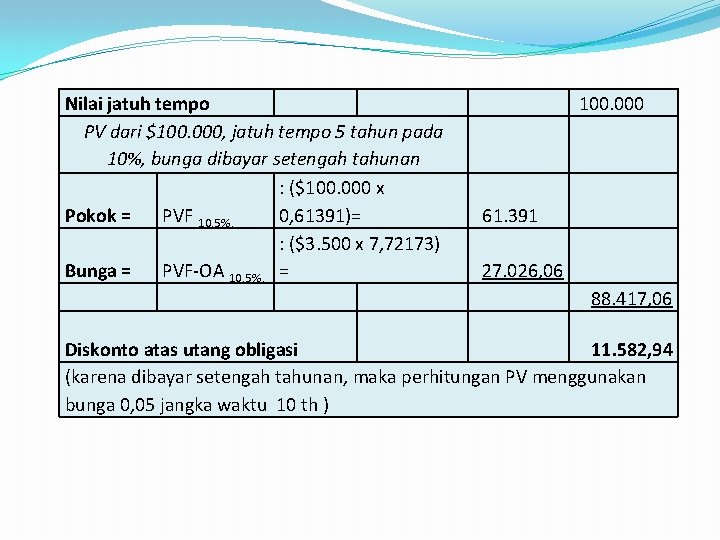 Nilai jatuh tempo 100. 000 PV dari $100. 000, jatuh tempo 5 tahun pada