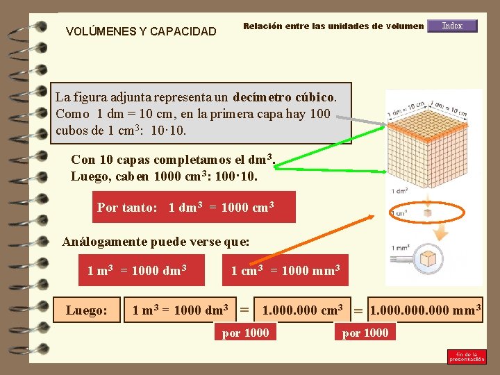 Relación entre las unidades de volumen VOLÚMENES Y CAPACIDAD La figura adjunta representa un