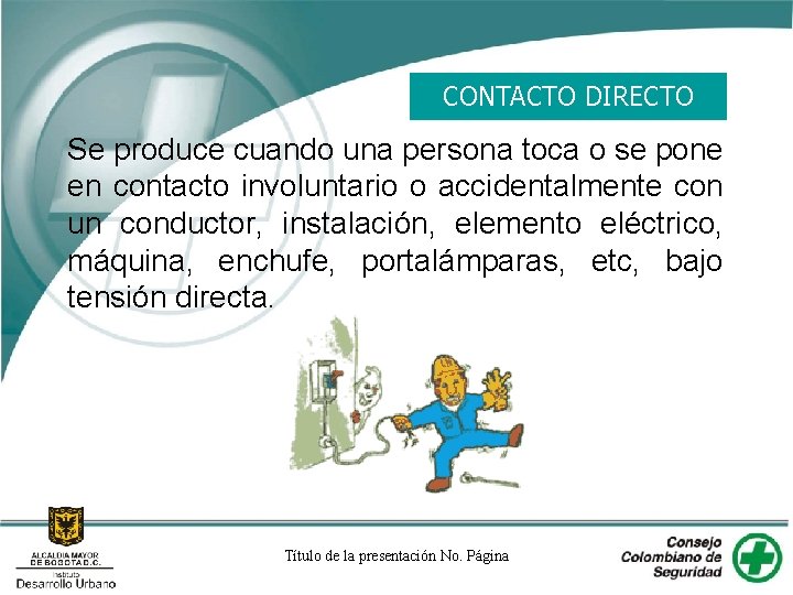CONTACTO DIRECTO Se produce cuando una persona toca o se pone en contacto involuntario