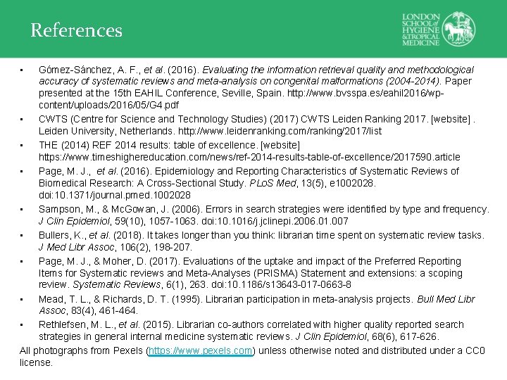 References • Gómez-Sánchez, A. F. , et al. (2016). Evaluating the information retrieval quality