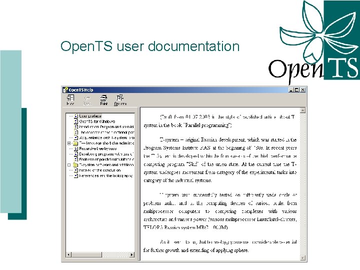 Open. TS user documentation 