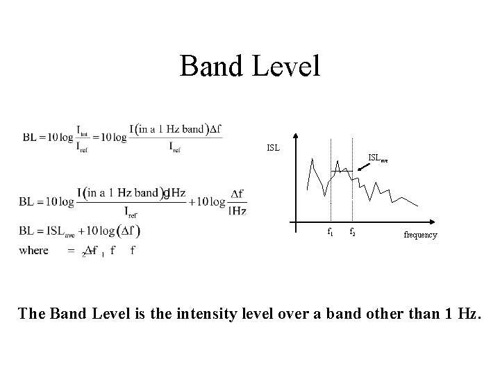 Band Level ISLave f 1 f 2 frequency The Band Level is the intensity