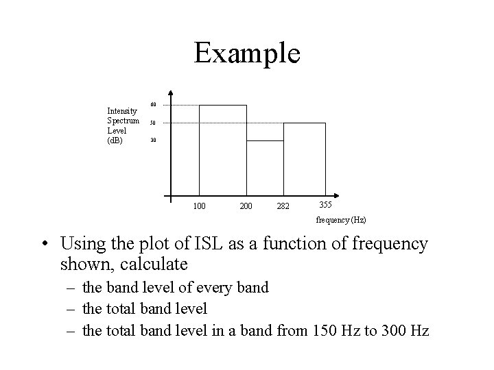 Example Intensity Spectrum Level (d. B) 60 50 30 100 282 355 frequency (Hz)