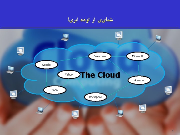 ! ﺷﻤﺎیی ﺍﺯ ﺗﻮﺩﻩ ﺍﺑﺮی Salesforce Microsoft Google Yahoo The Cloud Amazon Zoho Rackspace