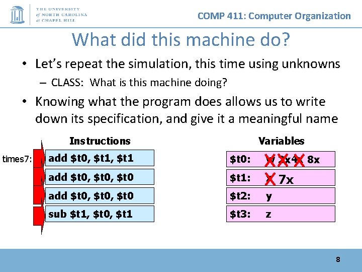 COMP 411: Computer Organization What did this machine do? • Let’s repeat the simulation,