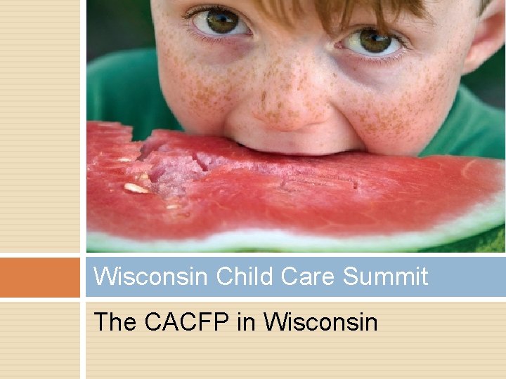 Wisconsin Child Care Summit The CACFP in Wisconsin 