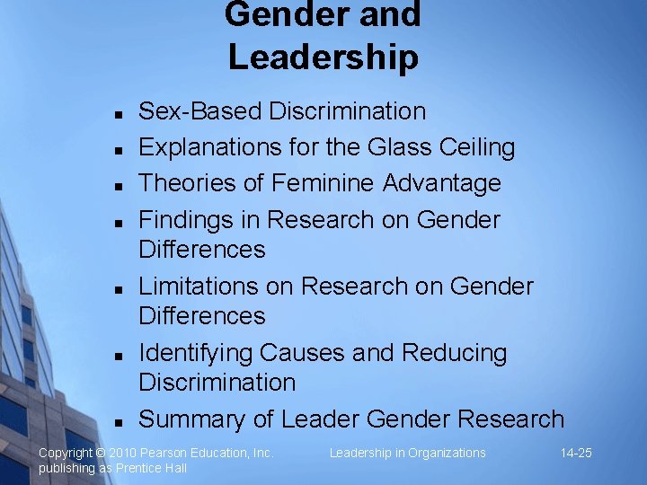 Gender and Leadership Sex-Based Discrimination Explanations for the Glass Ceiling Theories of Feminine Advantage