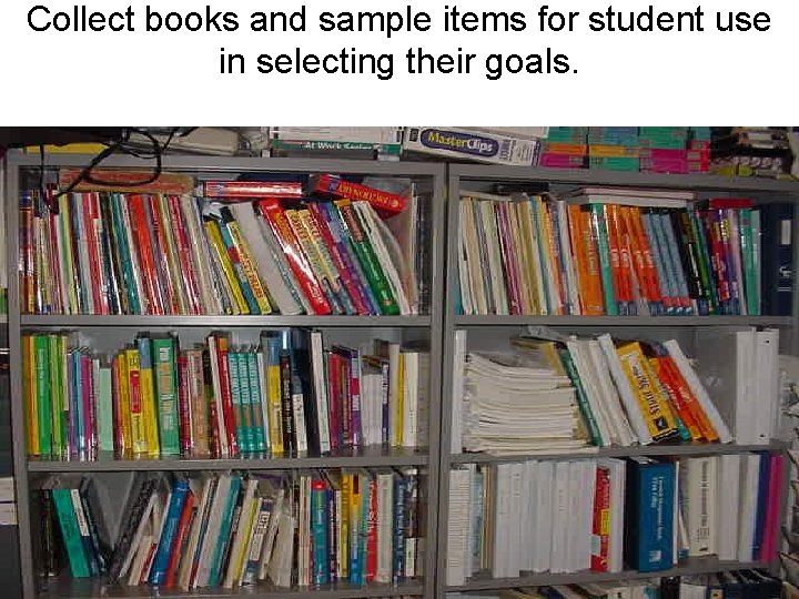 Collect books and sample items for student use in selecting their goals. 