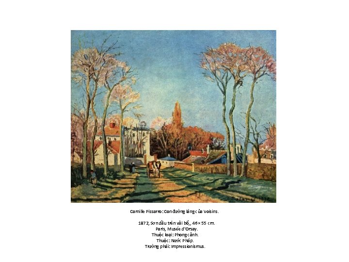 Camille Pissarro: Con đường làng của Voisins. 1872, Sơn dầu trên vải bố, ,
