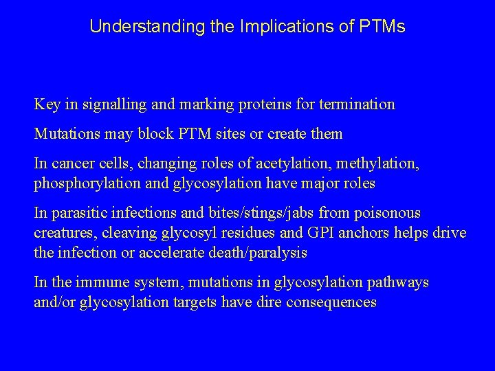 Understanding the Implications of PTMs Key in signalling and marking proteins for termination Mutations