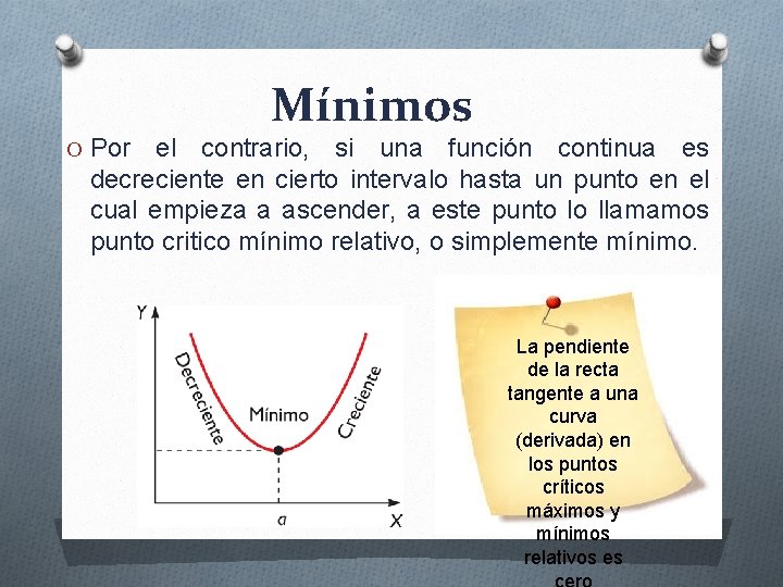 O Por Mínimos el contrario, si una función continua es decreciente en cierto intervalo