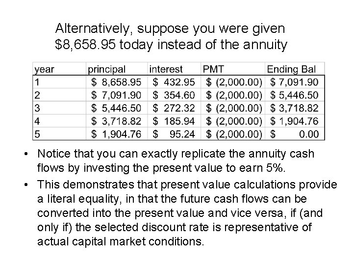 Alternatively, suppose you were given $8, 658. 95 today instead of the annuity •