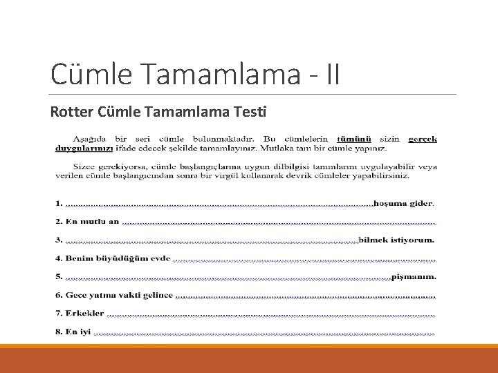 Cümle Tamamlama - II Rotter Cümle Tamamlama Testi 