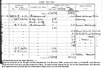 Les derniers jours de Jean Mermoz - 1 Extrait du carnet de vol de