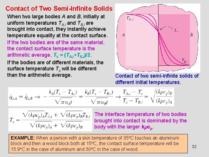 Contact of Two Semi-Infinite Solids When two large bodies A and B, initially at