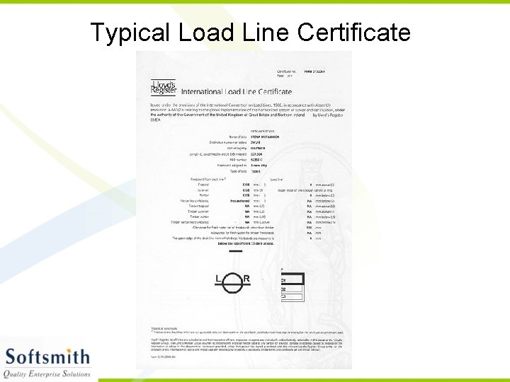 Typical Load Line Certificate 