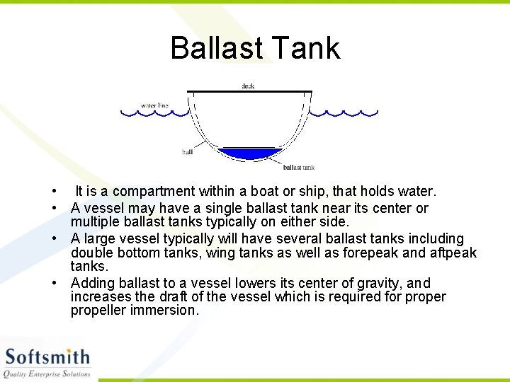 Ballast Tank • It is a compartment within a boat or ship, that holds