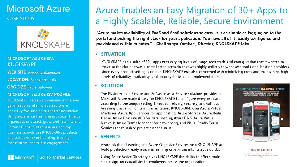 Microsoft Azure CASE STUDY Azure Enables an Easy Migration of 30+ Apps to a