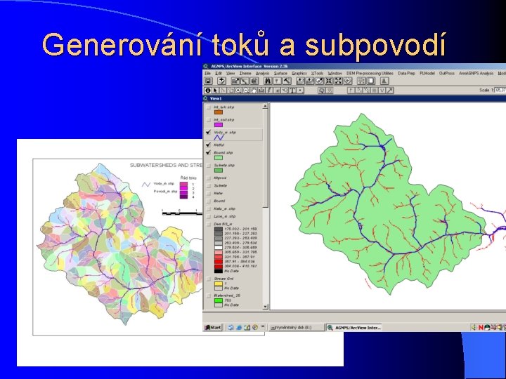 Generování toků a subpovodí 