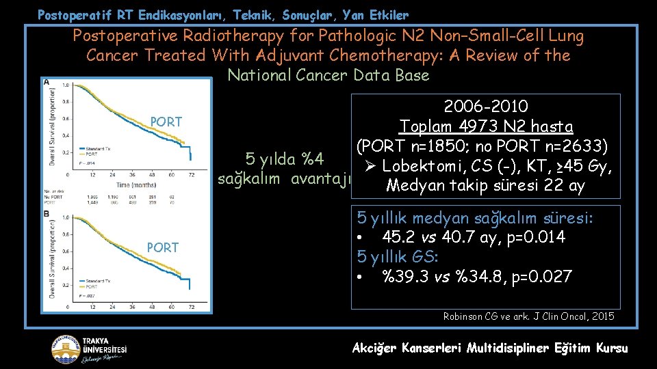 Postoperatif RT Endikasyonları, Teknik, Sonuçlar, Yan Etkiler Postoperative Radiotherapy for Pathologic N 2 Non–Small-Cell